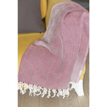 Load image into Gallery viewer, Mike & Co. New York 100% Turkish Cotton Handwoven Throw Blanket - RED