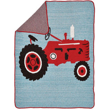 Load image into Gallery viewer, Green3 Recycled Cotton Junior Throw Blanket - Tractor Time