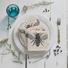 Load image into Gallery viewer, Hearth and Harrow Set of 4 Organic Honeybee Cloth Napkin (Black)
