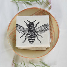 Load image into Gallery viewer, Hearth and Harrow Set of 4 Organic Honeybee Cloth Napkin (Black)
