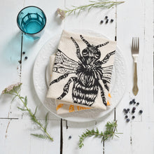 Load image into Gallery viewer, Hearth and Harrow Organic Cotton Honeybee Tea Towel (Black)
