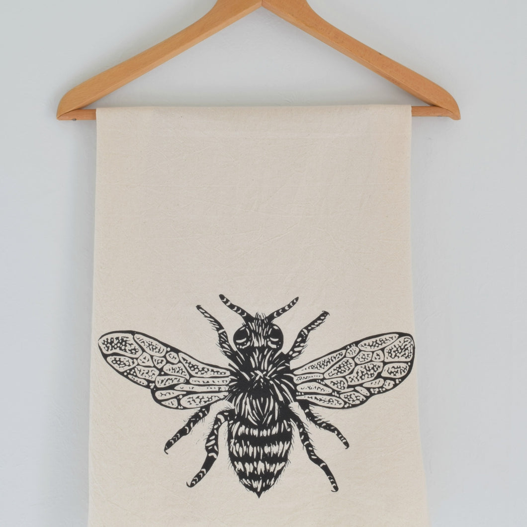 Hearth and Harrow Organic Cotton Honeybee Tea Towel (Black)