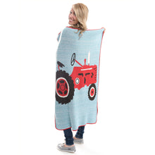 Load image into Gallery viewer, Green3 Recycled Cotton Junior Throw Blanket - Tractor Time
